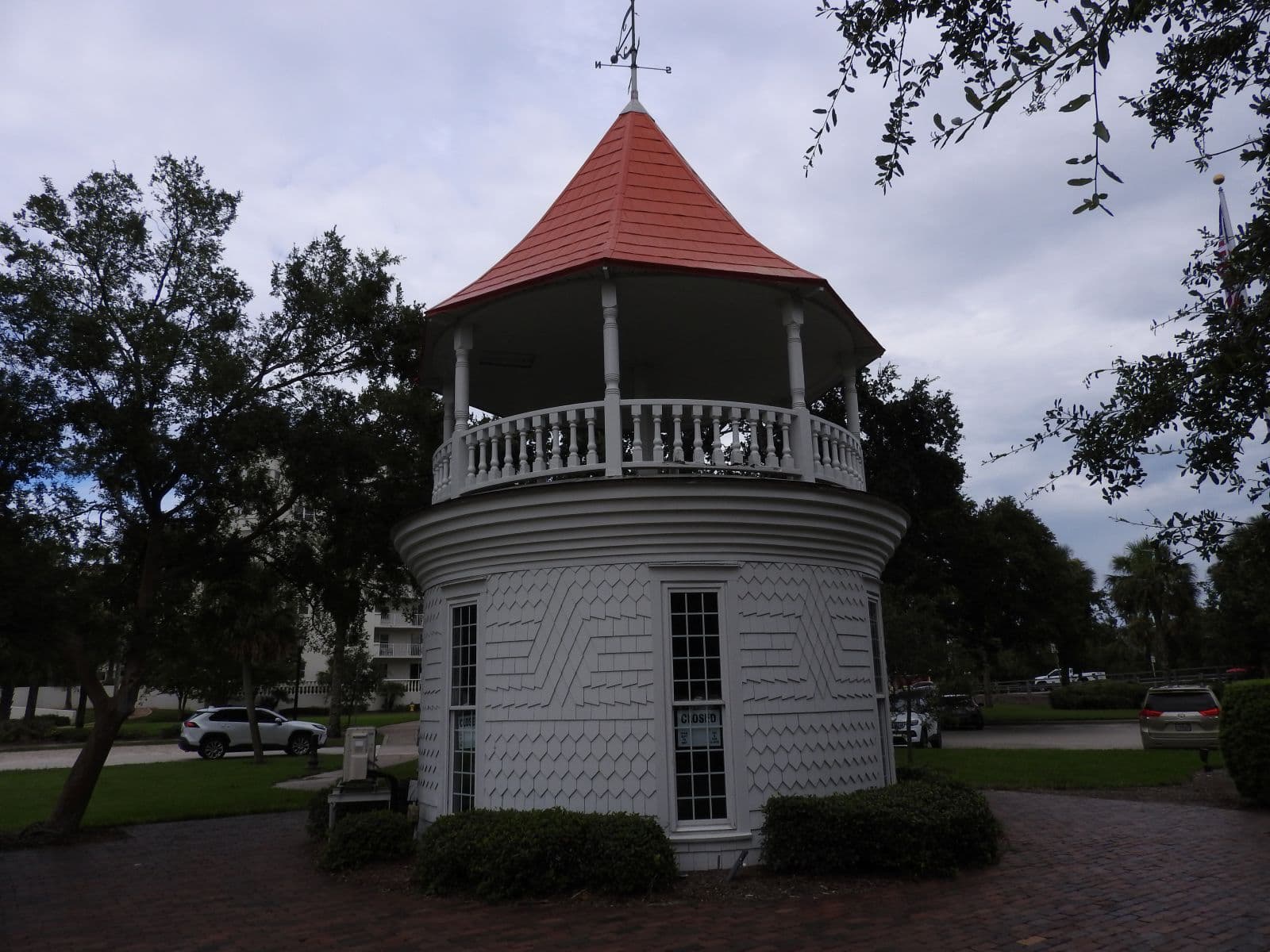 Historic Ormond Hotel Cupola with its red roof and decorative wood shingles.
